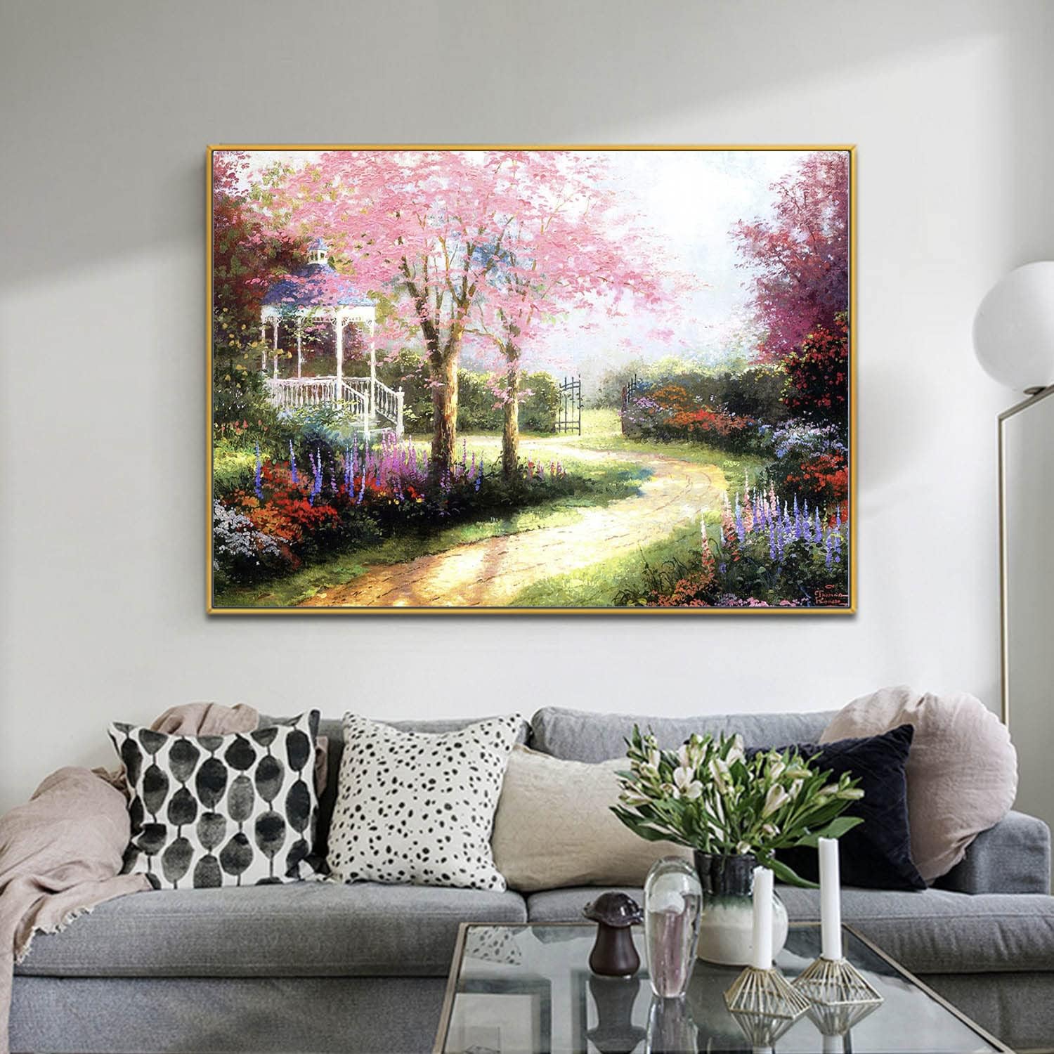 SIDENUO Kit de diamantes de camino de flores de árbol 5D para adultos, paisajes de otoño, pintura de paisaje, manualidades para decoración de pared