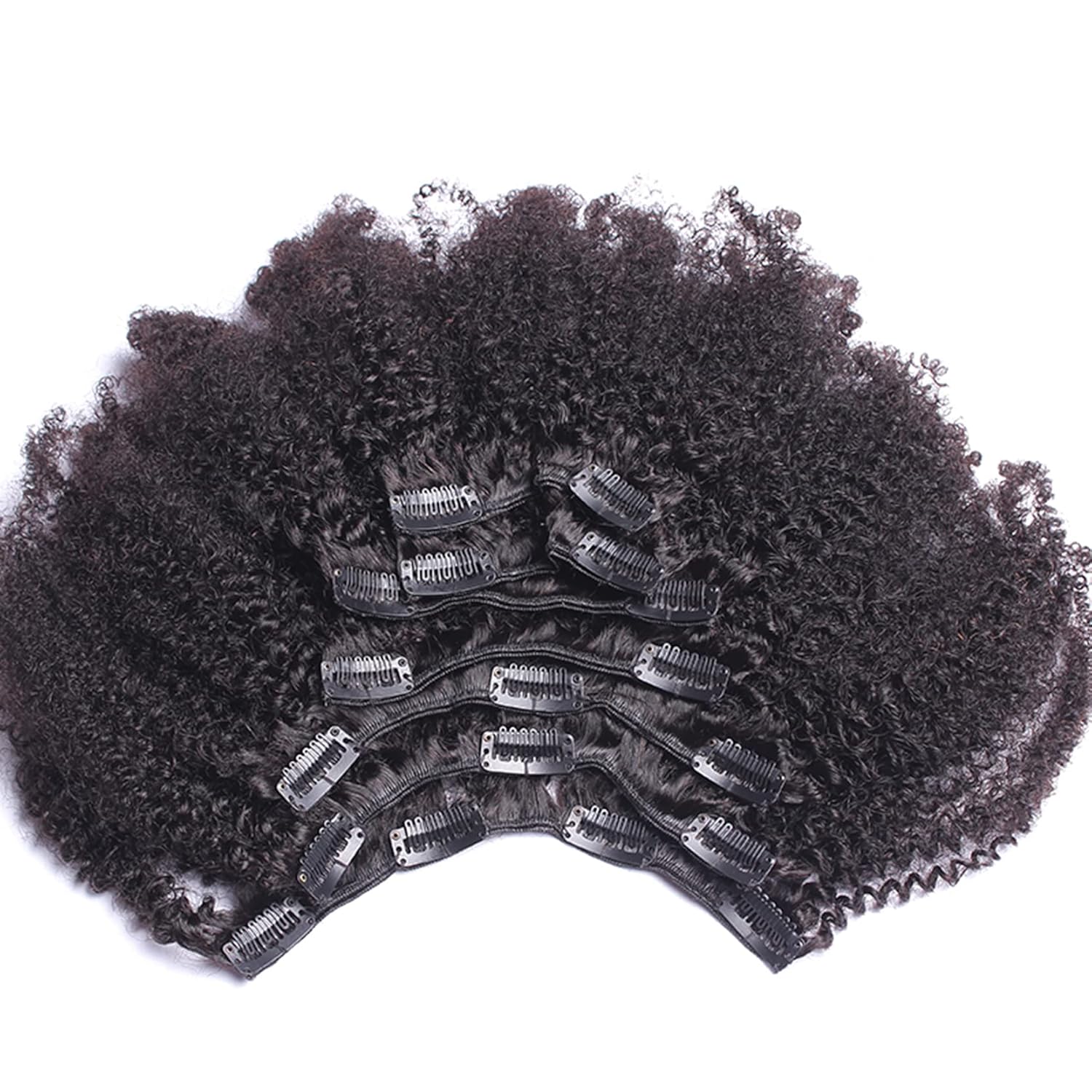 Kabadu – 8 piezas de 4.23 ozjuego de cabello humano rizado afro rizado para mujeres negras, extensiones de cabello humano virgen brasileño 4B 4C