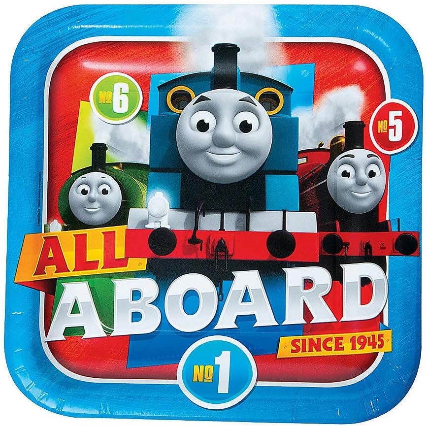 Fun Express – Plato de cena Thomas The Train para cumpleaños – Suministros para fiestas – Vajilla con licencia – Platos y cuencos con licencia –
