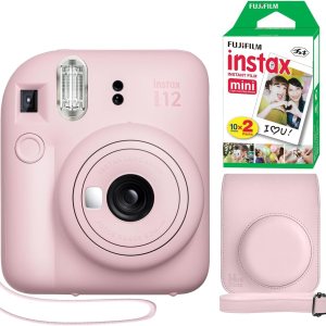 Fujifilm Instax Mini 12 – Cámara instantánea Blossom Pink + funda personalizada mínima + película Fuji Instax de 20 hojas, paquete doble Fujifilm Instax Mini 12 – Cámara instantánea Blossom Pink + funda personalizada mínima + película Fuji Instax de 20 hojas, paquete doble
