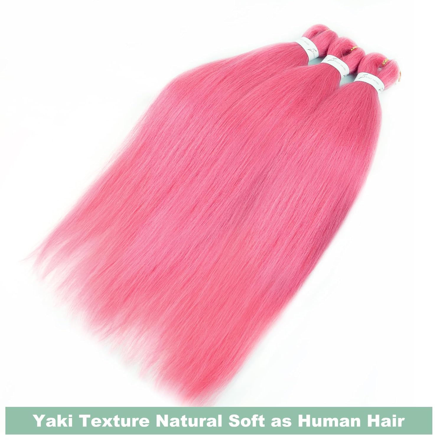 Kanekalon – Cabello trenzado rosa preestirado de 26 pulgadas, 3 paquetes de cabello trenzado preestirado EZ, ajuste de agua caliente, textura Yaki