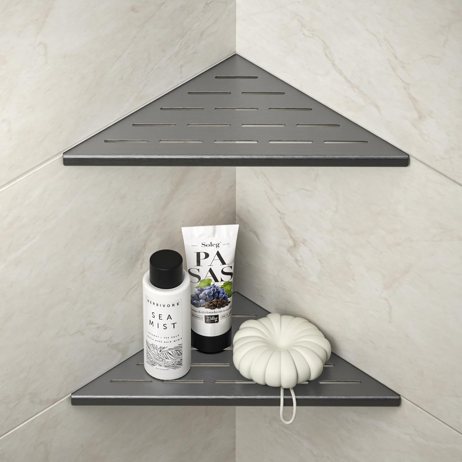 Estante esquinero de ducha, estantes de baño de acero inoxidable 304 con diseño de ranura para pared de azulejos, soporte empotrado para champú para