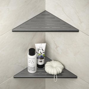 Estante esquinero de ducha, estantes de baño de acero inoxidable 304 con diseño de ranura para pared de azulejos, soporte empotrado para champú para Estante esquinero de ducha, estantes de baño de acero inoxidable 304 con diseño de ranura para pared de azulejos, soporte empotrado para champú para