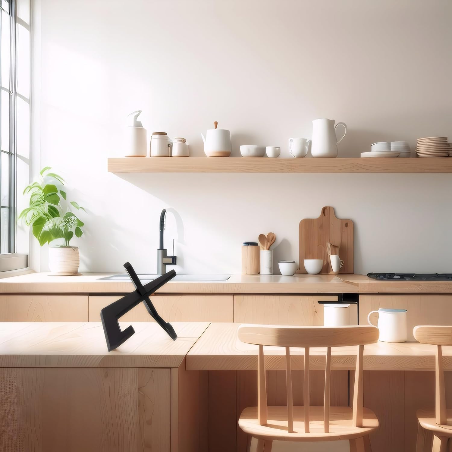 Soporte de libro de cocina para encimera de cocina, 2 piezas de madera para decoración de mostrador, soporte de exhibición multifuncional, soporte