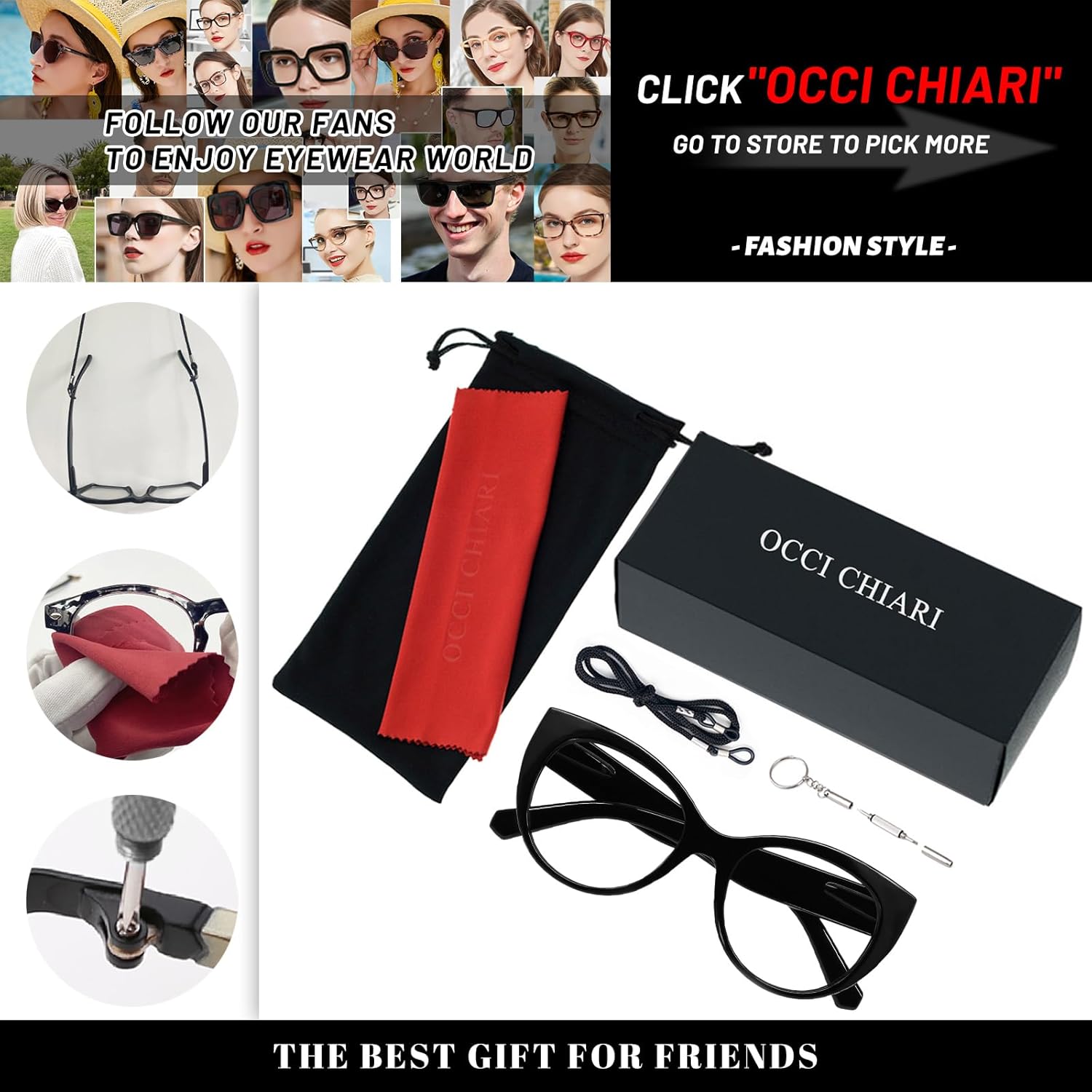 OCCI CHIARI Cateye – Gafas de lectura para 2.5+ lectores de mujer (1.0 1.5 2.0 2.5 3.0 3.5) Lente transparente