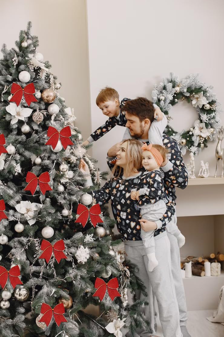Hying 10 lazos de Navidad para corona, lazos de terciopelo rojo para decoración de árbol de Navidad, lazos de invierno para puerta delantera,