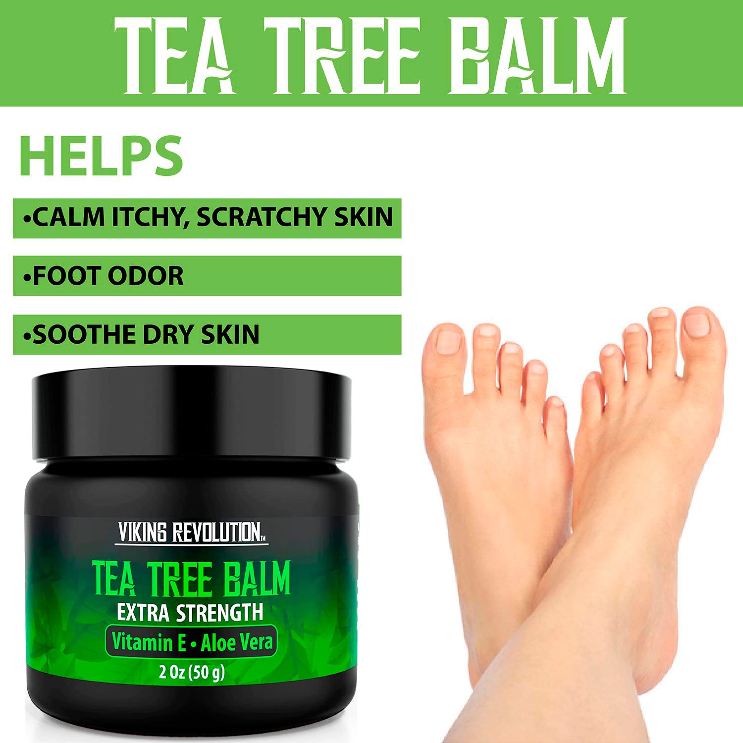 Viking Revolution Kit de árbol de té para hombres  Juego de aceite de árbol de té con gel de baño y bálsamo  Hidratante, ayuda al pie de atleta,