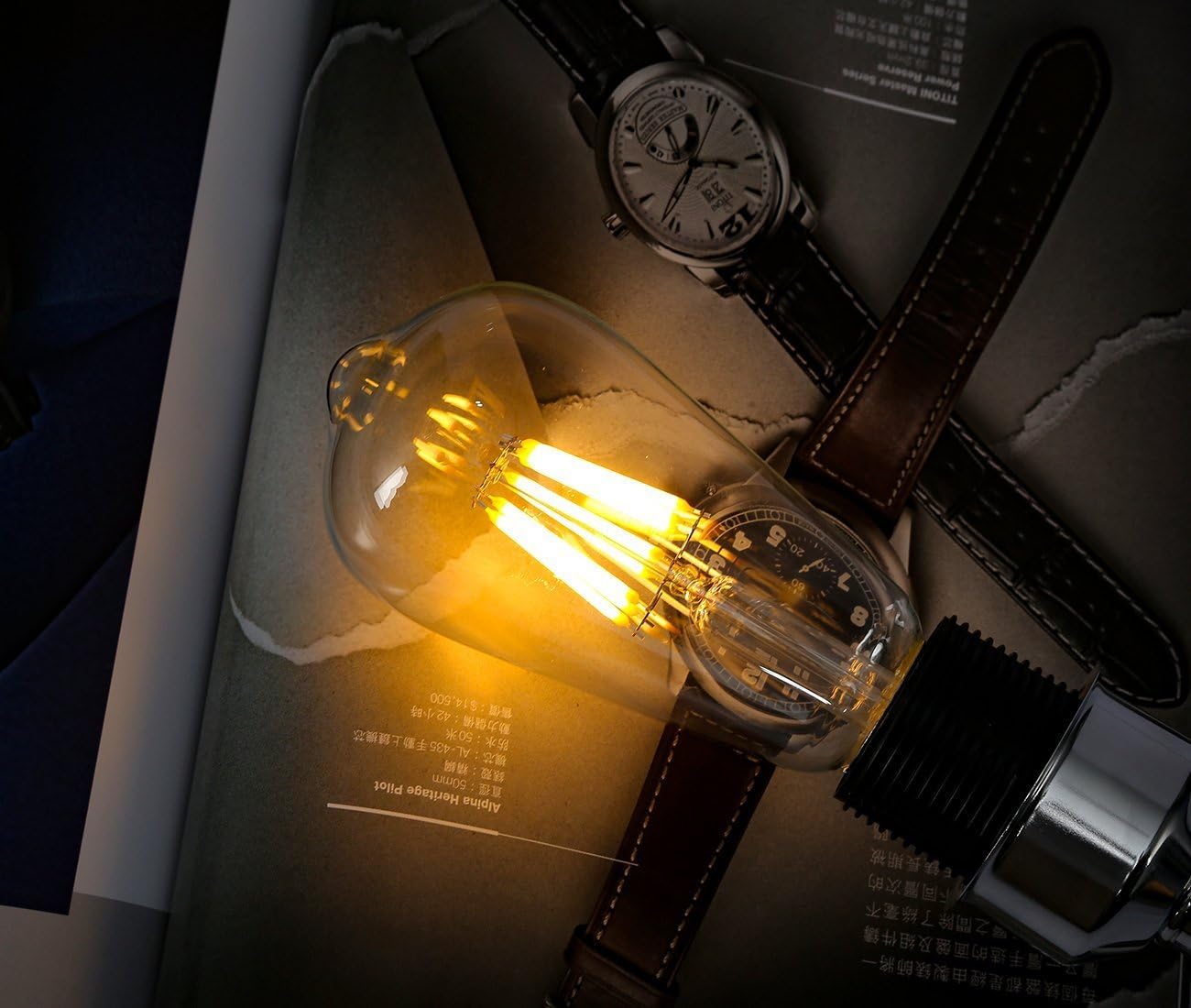 ZYCYLIGHT Bombilla LED regulable, bombilla LED Edison de 6 W, equivalente a incandescente de 60 vatios, bombilla de filamento LED vintage de 6 W,