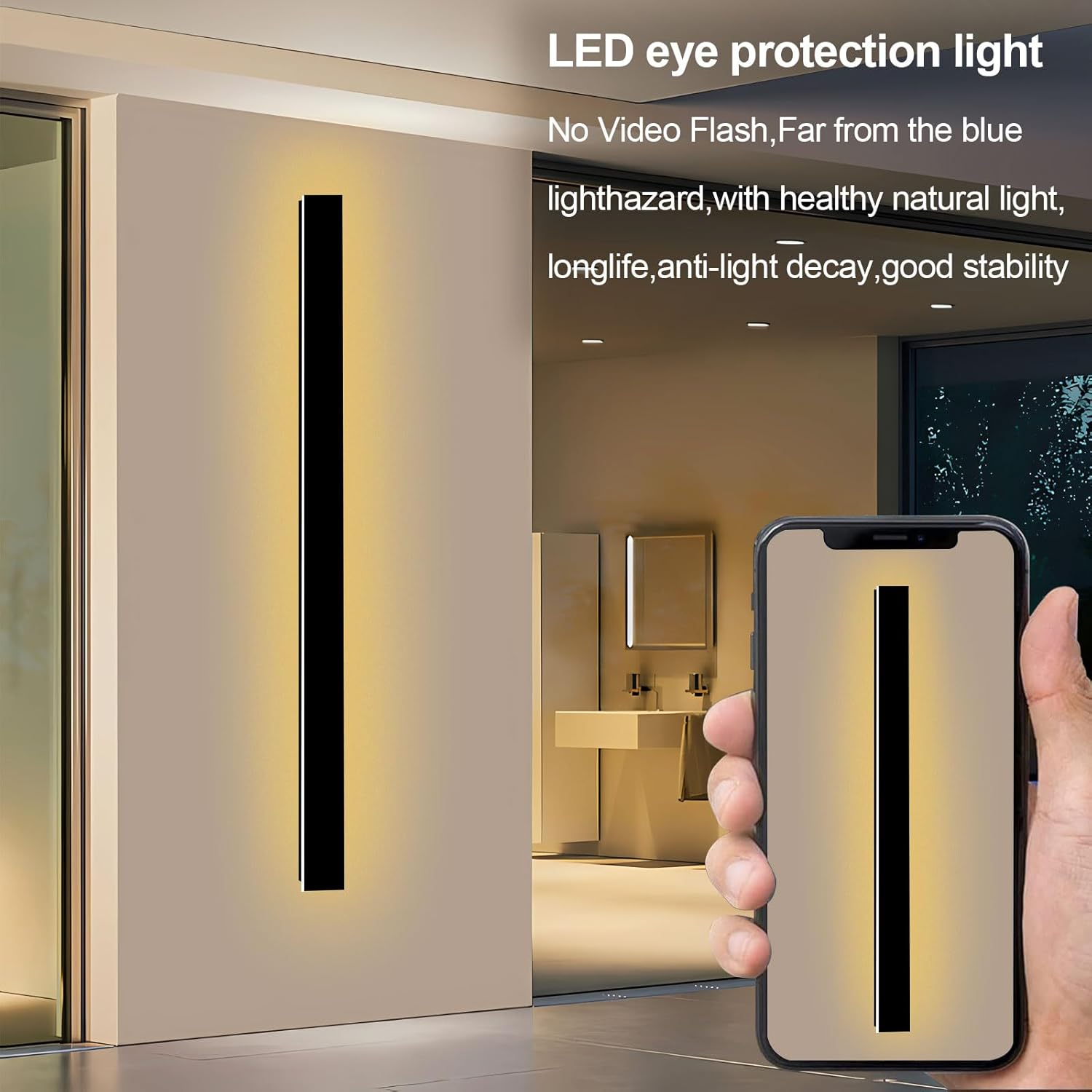 GREMLBUK Paquete de 2 luces de pared para exteriores, lámparas LED negras para montaje en pared, modernas luces de porche, lámpara de pared lineal