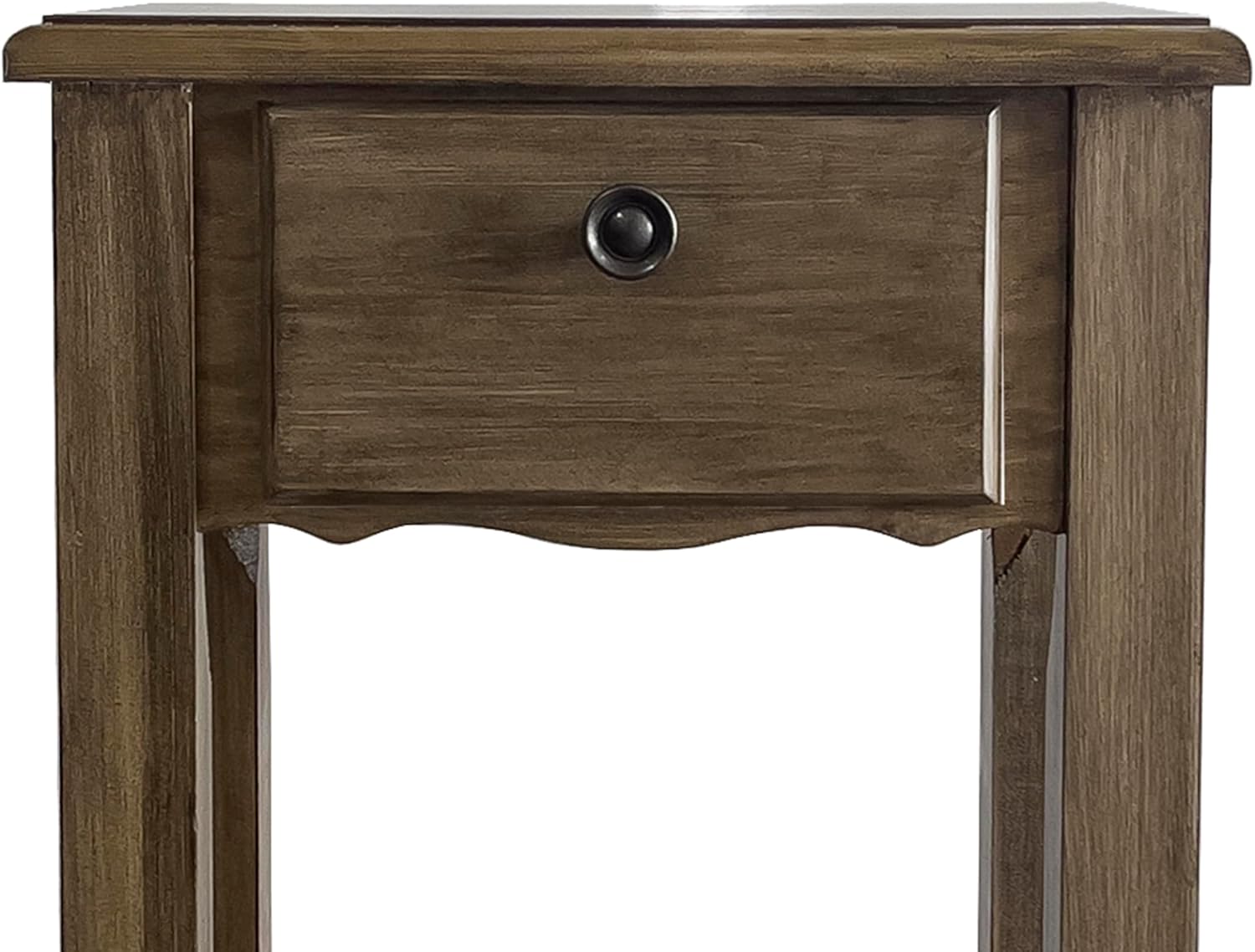 Mesa auxiliar estrecha pequeña con cajón y estante de madera sólida para sofá, mesa auxiliar delgada para mesita de noche para espacios pequeños,