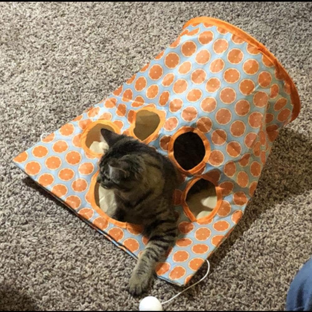 Bolsas de túnel para gatos de interior, túnel de tubo de gato aburrido, juguetes autointeractivos para gatos con bola de felpa, bolsa de taladro