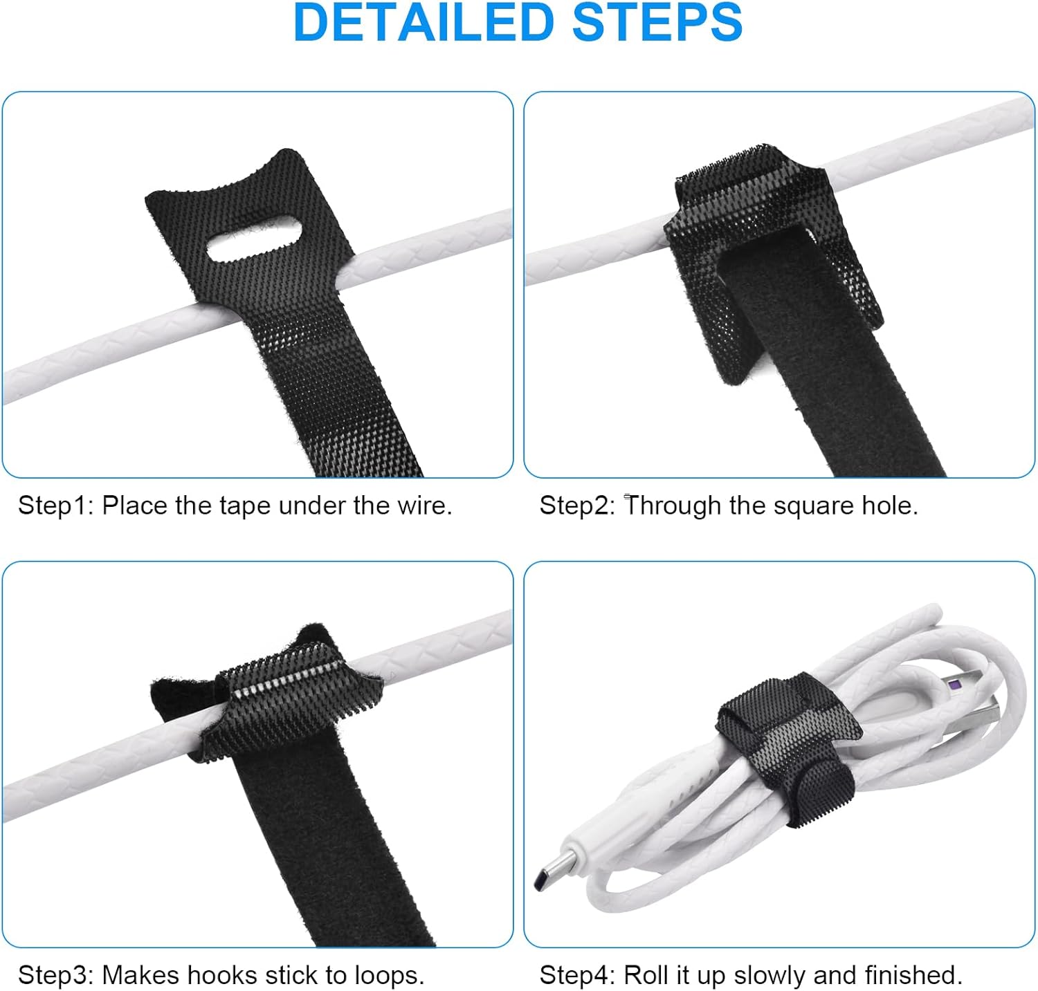 100 bridas reutilizables de fijación, lazos de cable ajustables de 6 pulgadas, correas de organización de cables, organizador de cables, lazos de