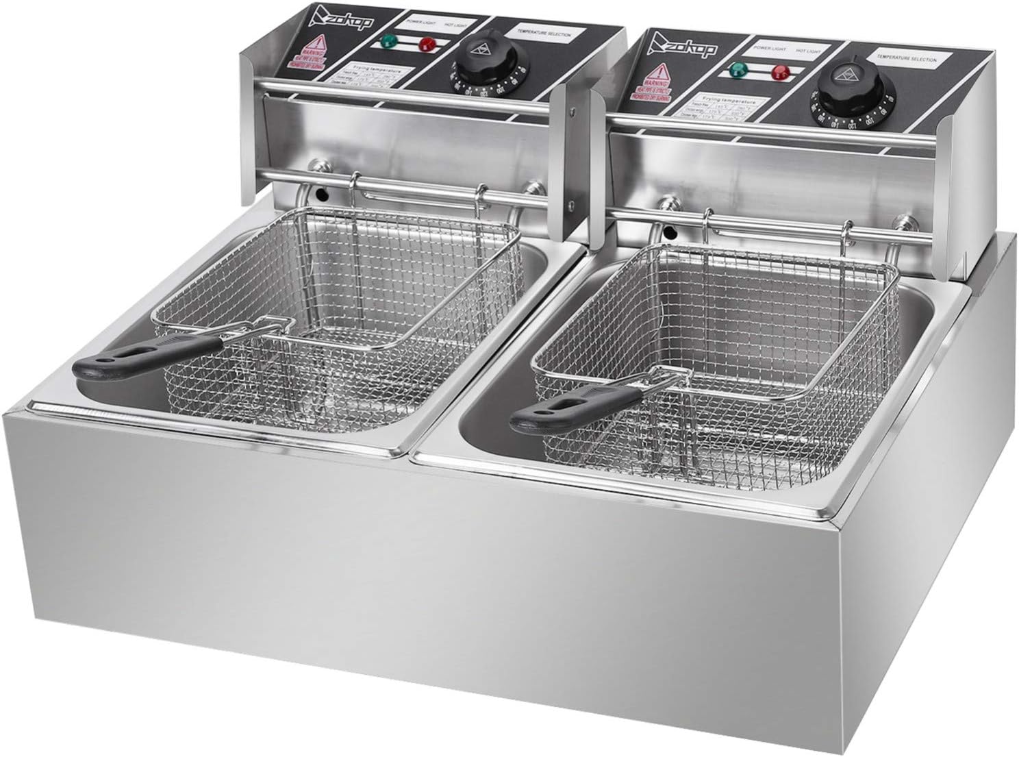 Freidora comercial sin humo Freidora visible, Freidora rápida de acero inoxidable, freidora rápida simpledoble, 2500W5000W 6L12L Doble-110V