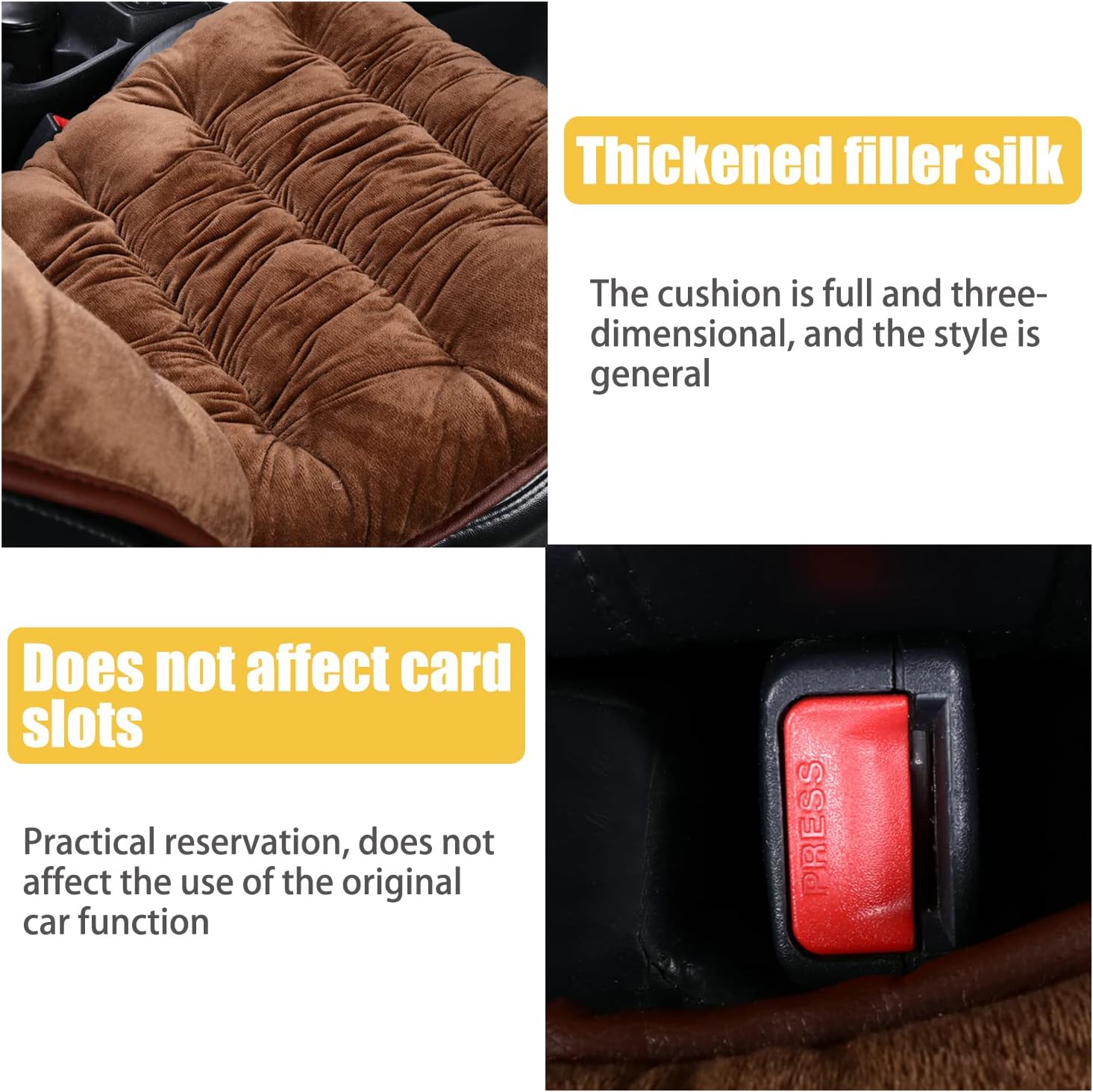 Funda acolchada para asiento de automóvil, cojín de asiento corto cálido de felpa para almohadilla delantera y trasera, protector de asiento suave y