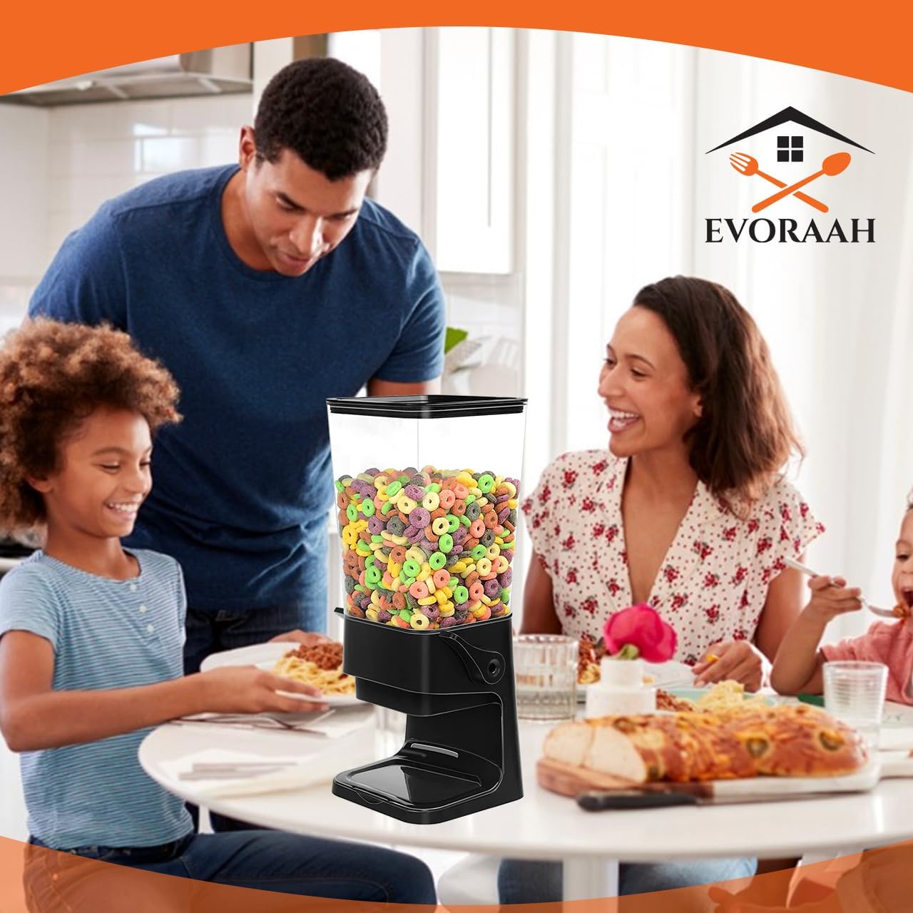 EVORAAH Dispensador de cereales para encimera, 2 unidades, máquina dispensadora de dulces, recipiente de cereales, almacenamiento de plástico de 5.5