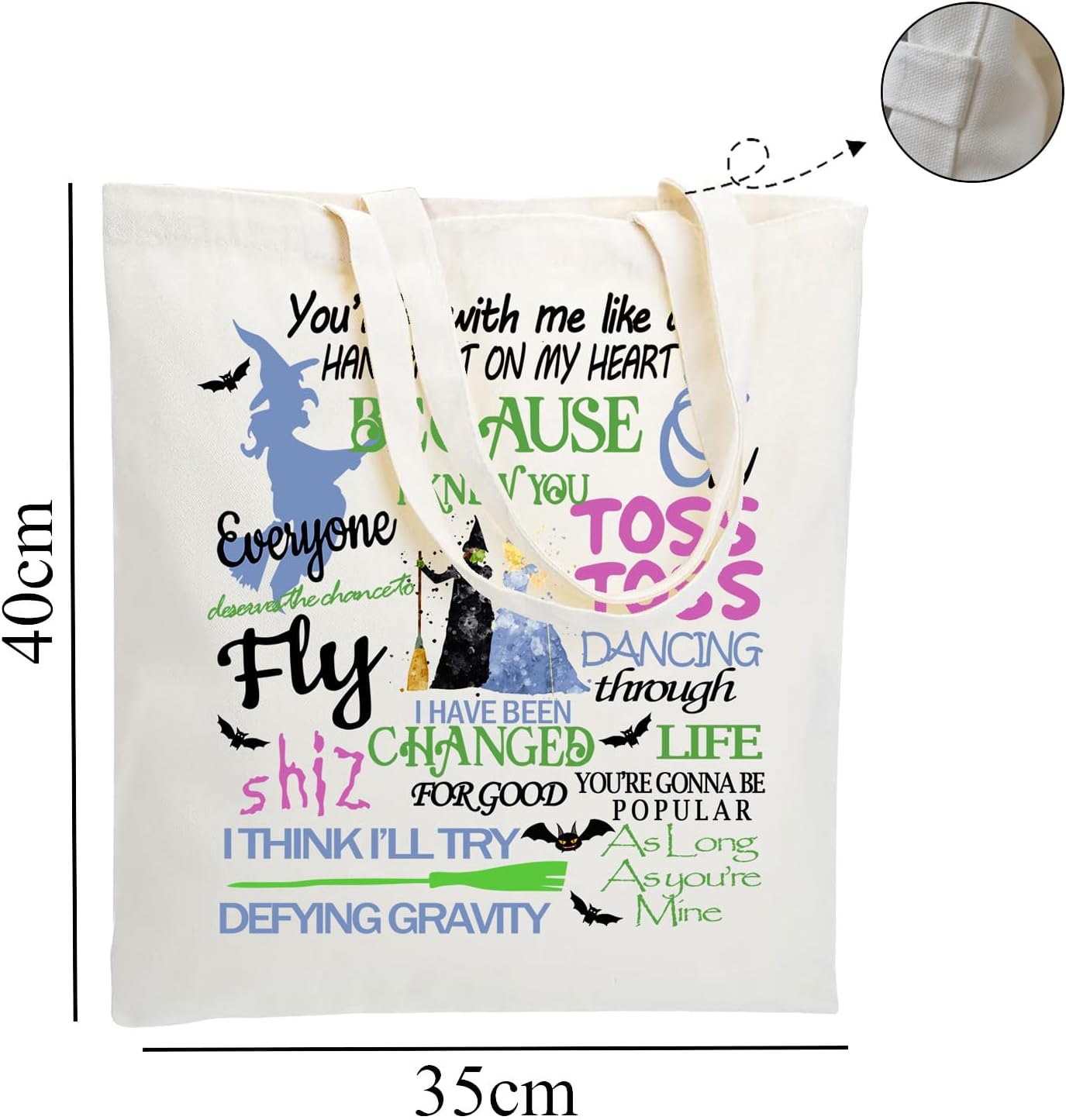 WZJHCL Wicked – Bolsa musical para fiesta de Halloween, regalo musical de Broadway, bolsa de compras, regalo de temporada espeluznante
