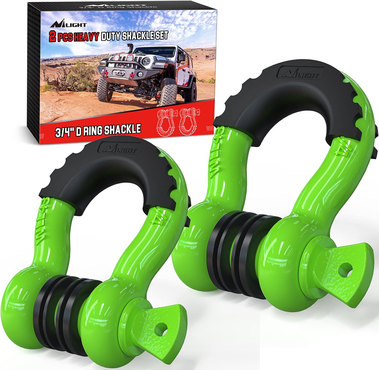 Nilight – 2 grilletes en forma de anilla en D de 34 pulgadas con tornillo pasador de 78 pulgadas, 41 887 libras, resistentes a la rotura, con
