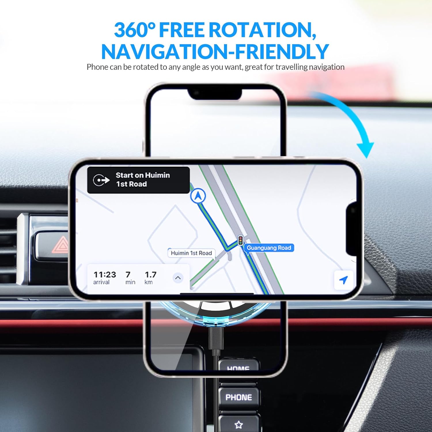 Cargador magnético inalámbrico C25 para iPhone serie 15141312, soporte de teléfono mejorado para auto alineación automática, montaje de ventilación