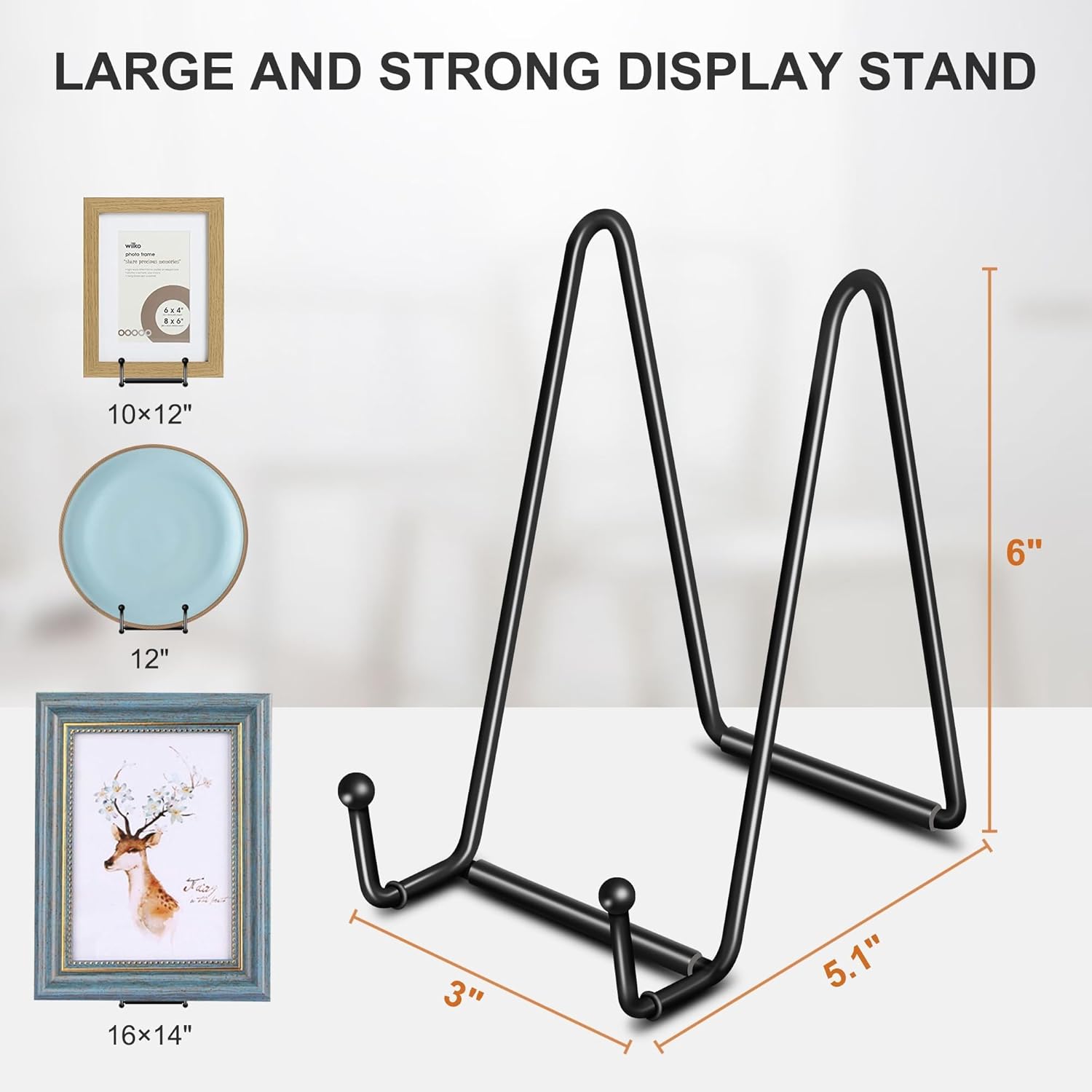 Soportes de placa para exhibición, paquete de 5 soportes de exhibición de 6 pulgadas para evitar deslizamientos, soporte de marco de metal para