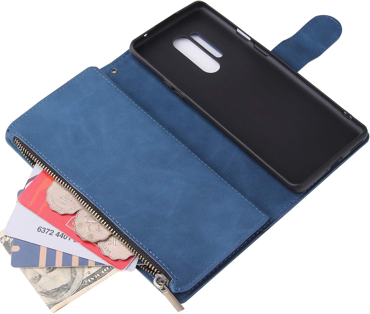 Asuwish Funda compatible con OnePlus 8 Pro One Plus 8Pro 5G, protector de pantalla de vidrio templado y funda de cuero con tapa para tarjetas,