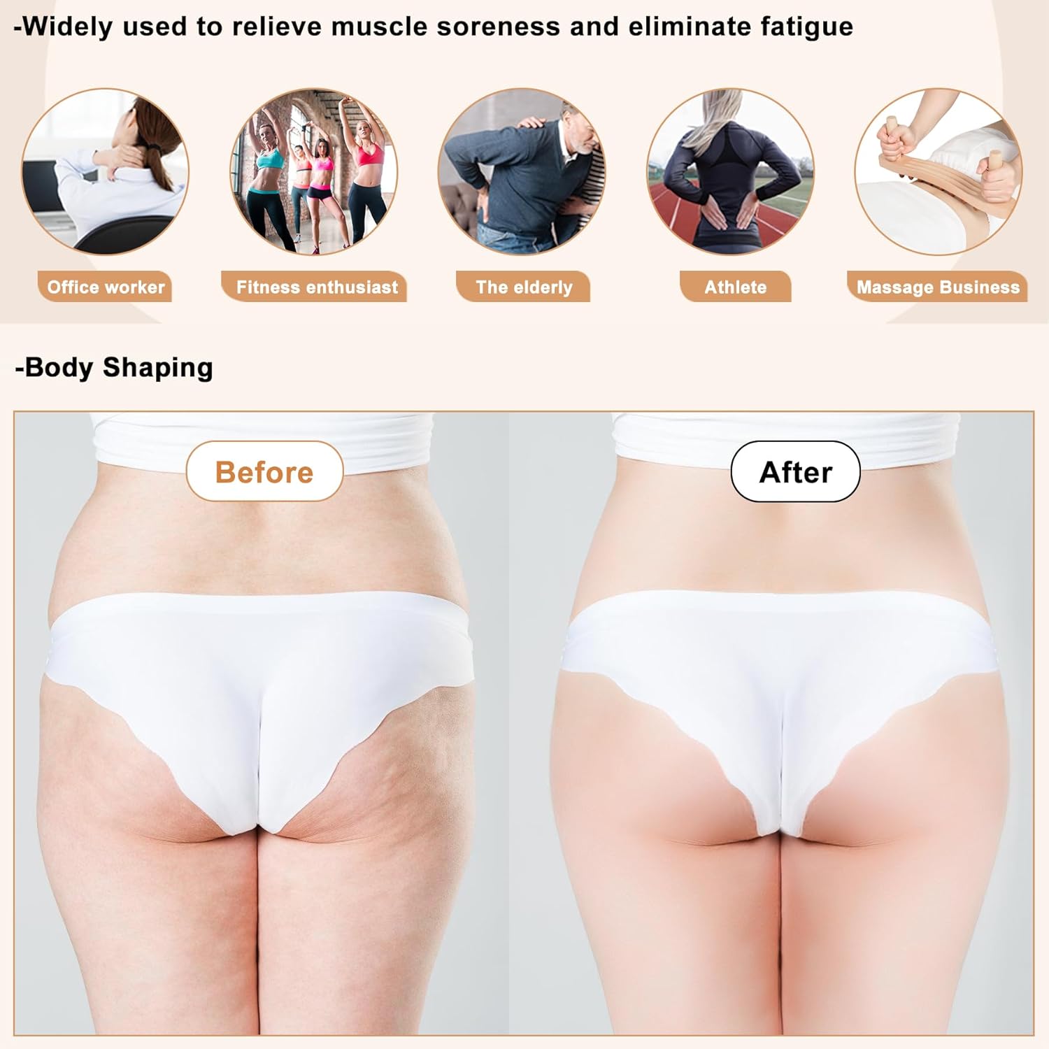 Guasha – Herramienta de masaje de madera para masaje de drenaje linfático corporal, herramientas de escultura para terapia de madera, anticelulitis,