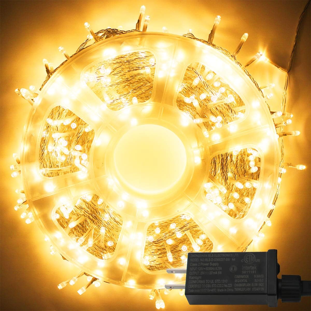 YAOZHOU Guirnalda de luces de Navidad para interiores y exteriores, IP44, impermeable, 196.8 pies, 600 LED, 8 modos, luces de decoración de hadas