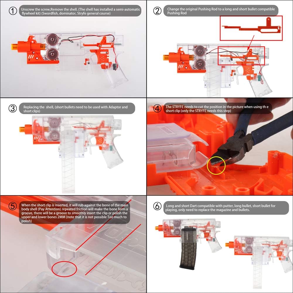 WORKER Mod Pusher Rod Stefan Magazine Kit de adaptador de cuello para juguete Nerf STRYFE