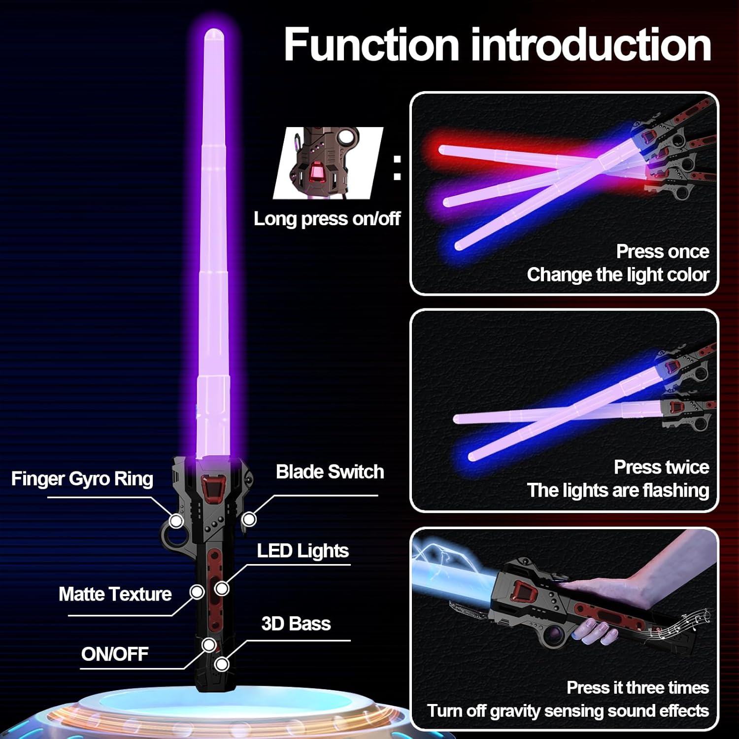 Paquete de 2 sables de luz para niños, sables de luz de duelo FX de 7 colores con efectos de sonido sensibles al movimiento, espada de luz