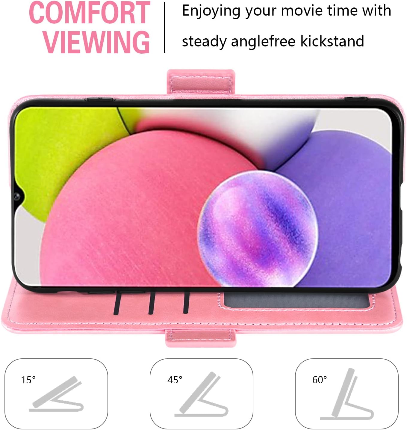 Funda compatible con Samsung Galaxy A03s, versión de EE. UU., 5G 2022, protector de pantalla de vidrio templado, correa para muñeca, tarjetero y