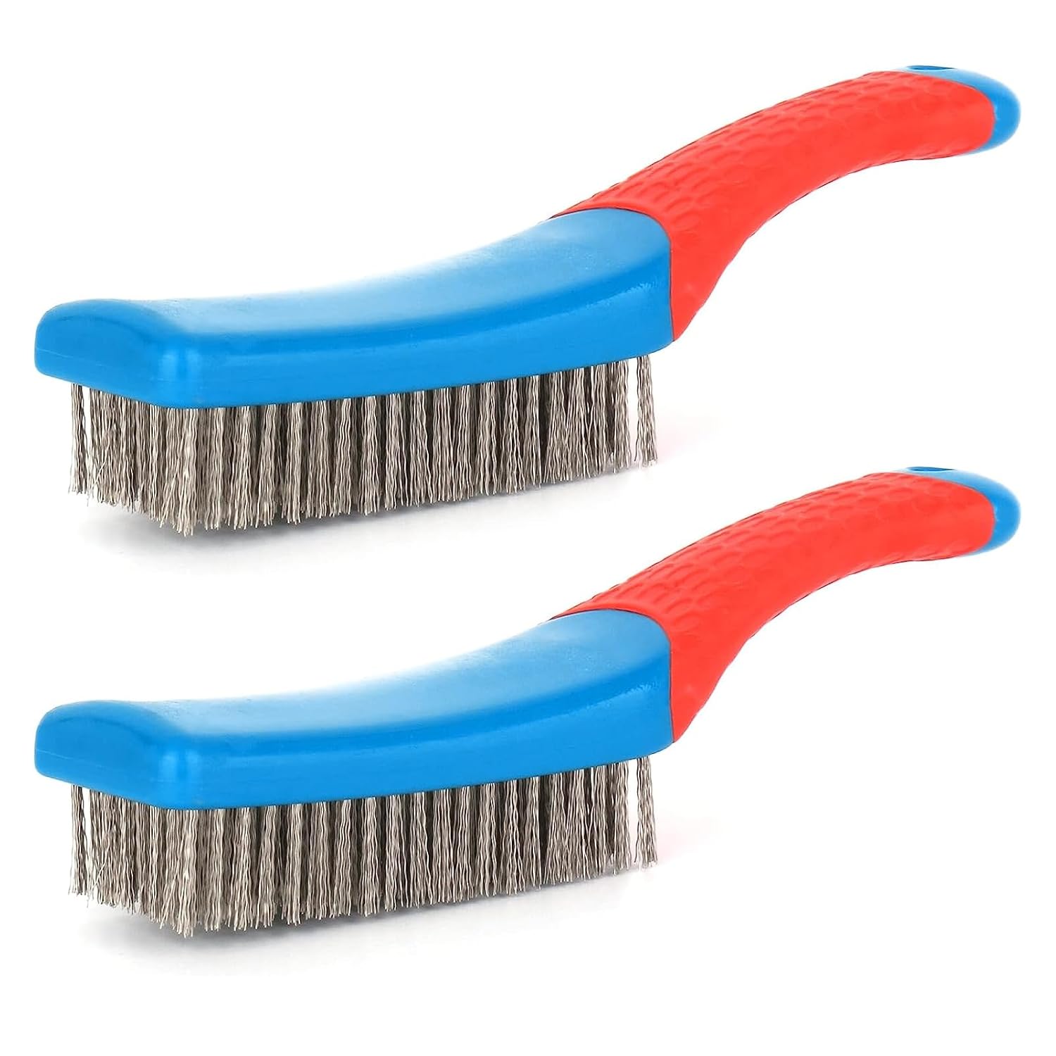 Paquete de 2 cepillos de alambre para limpieza, cepillo de alambre de acero inoxidable resistente para limpieza de óxido de metal, limpieza de