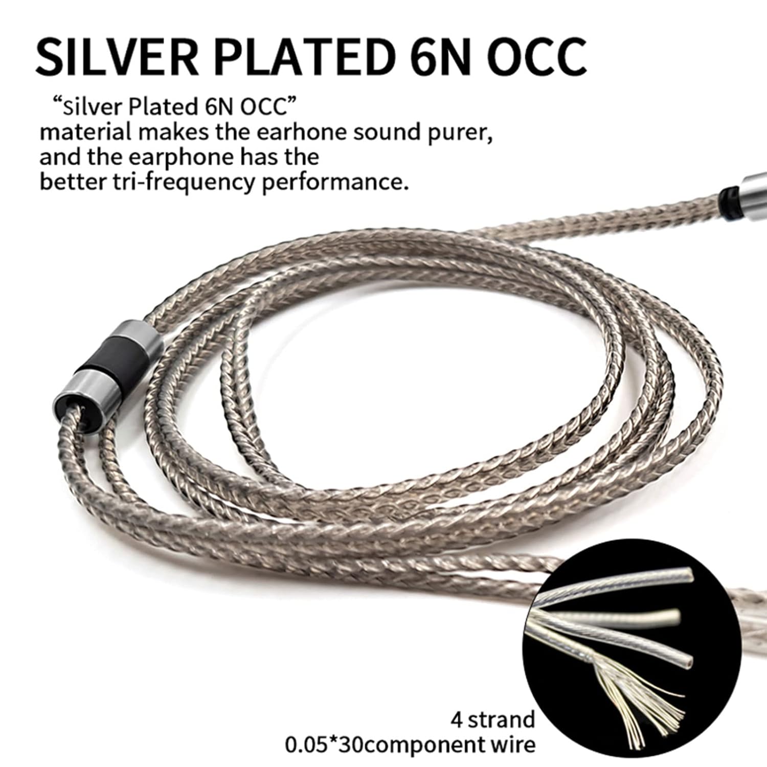 OKCSC Cable de auriculares MMCX chapado en plata de cobre monocristalino de alta pureza para audio final E4000E5000B1B2B3A8000Make1Make2Make3 cable