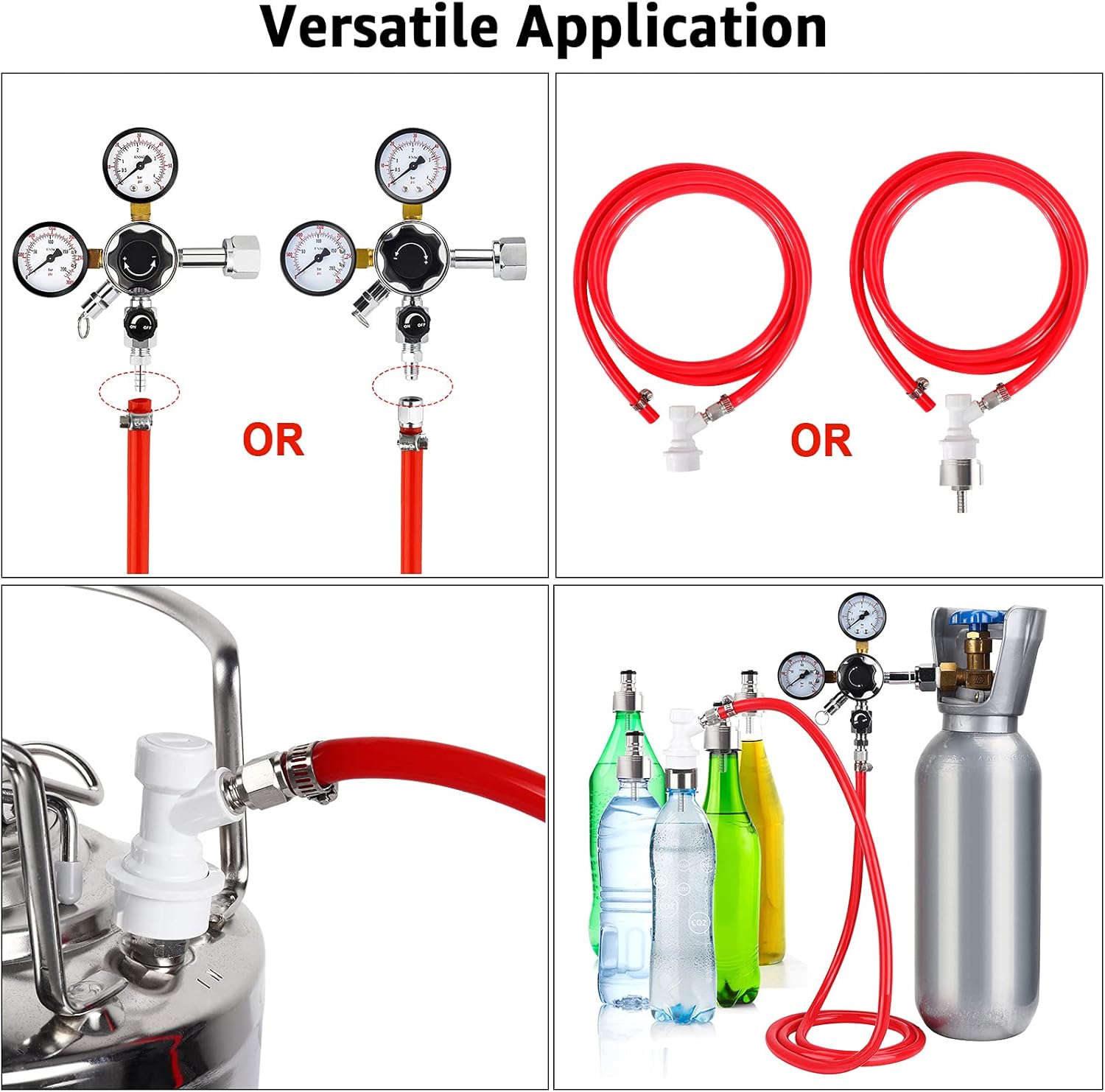 Tubería de línea de gas Co2 de 5.5 pies 516 para ensamblaje Kegerator con tapa de carbonatador de acero inoxidable tapa de carbonatación para