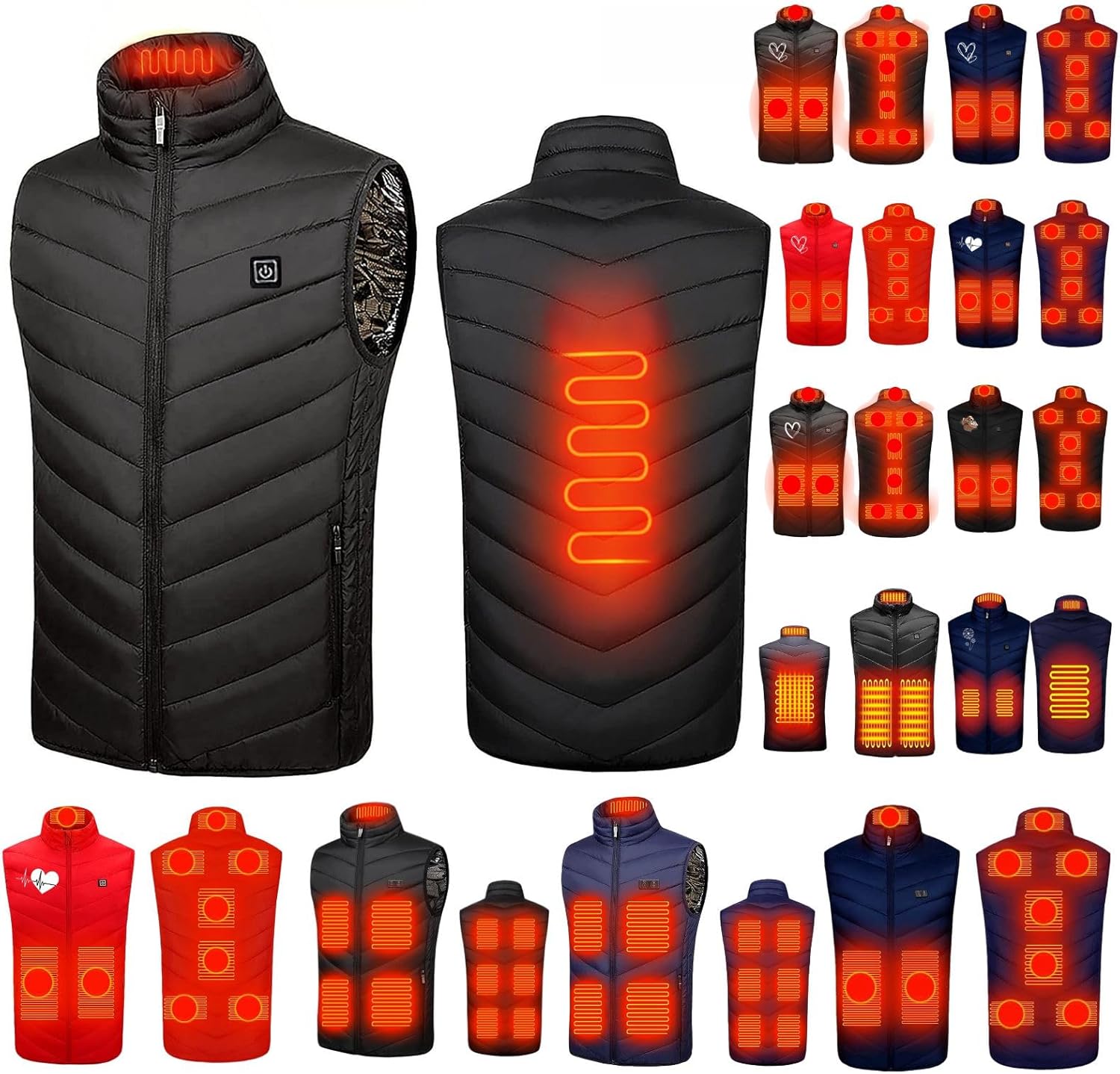 Chaleco térmico para mujeres y hombres, chaleco de calefacción recargable, ligero, para invierno, cálido, sin mangas, sin batería
