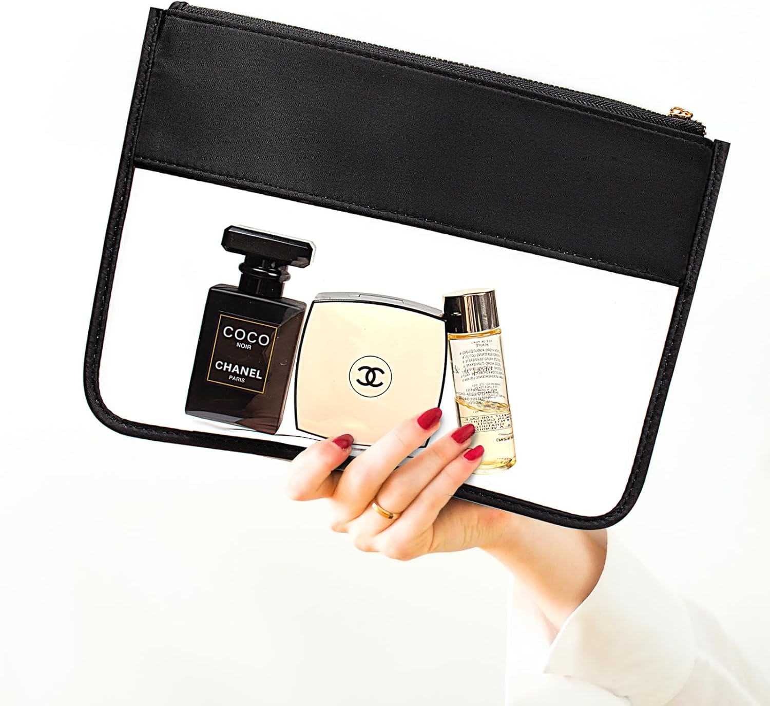 Bolsa de maquillaje transparente para viajes, con cremallera, bolsa de cosméticos transparente para mujeres, bolsa impermeable para aperitivos,