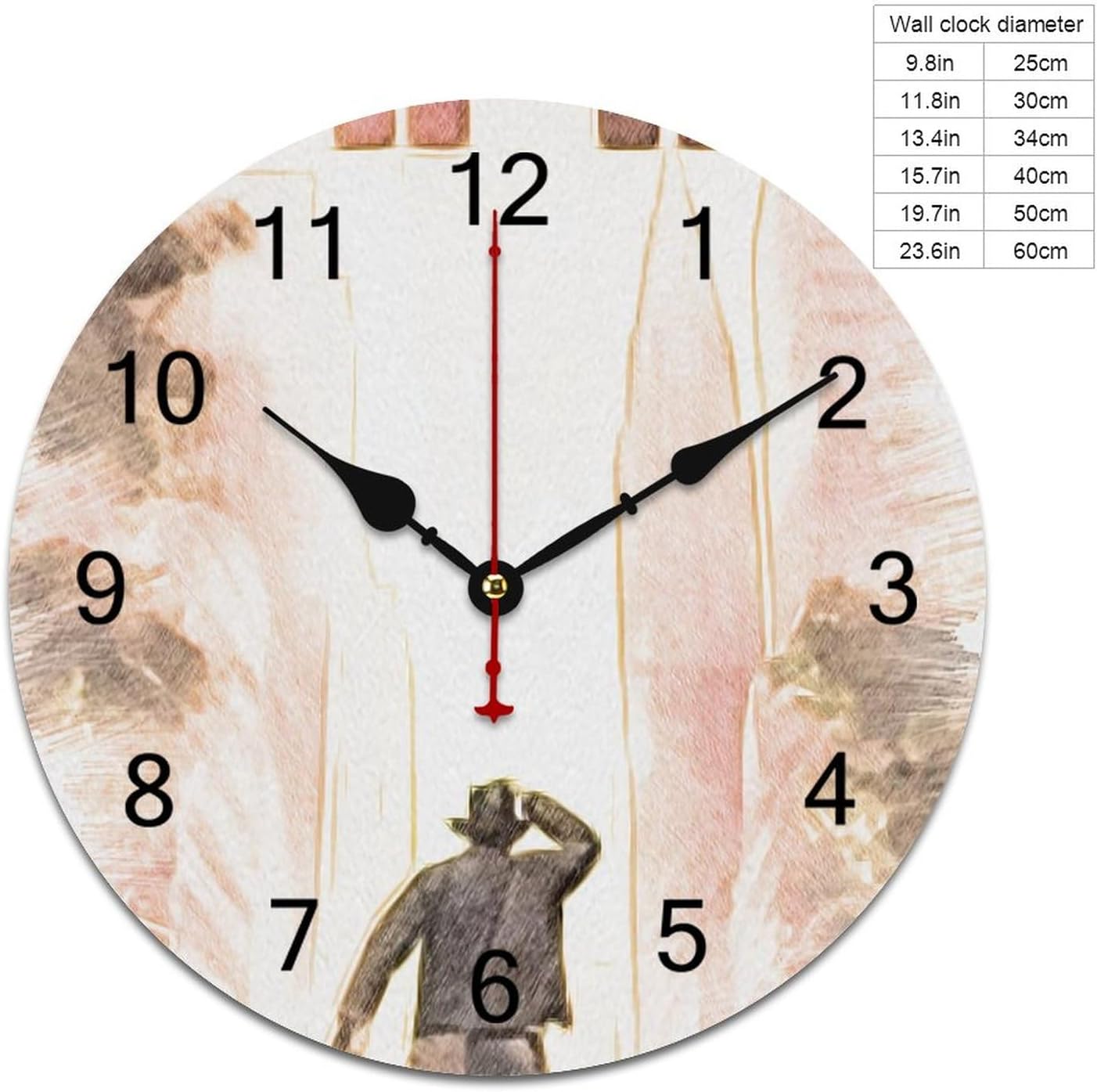 Indiana-Jones 5 bocetos y dibujos a lápiz de colores ERICC reloj de pared silencioso funciona con pilas, moderno reloj de pared redondo de estilo