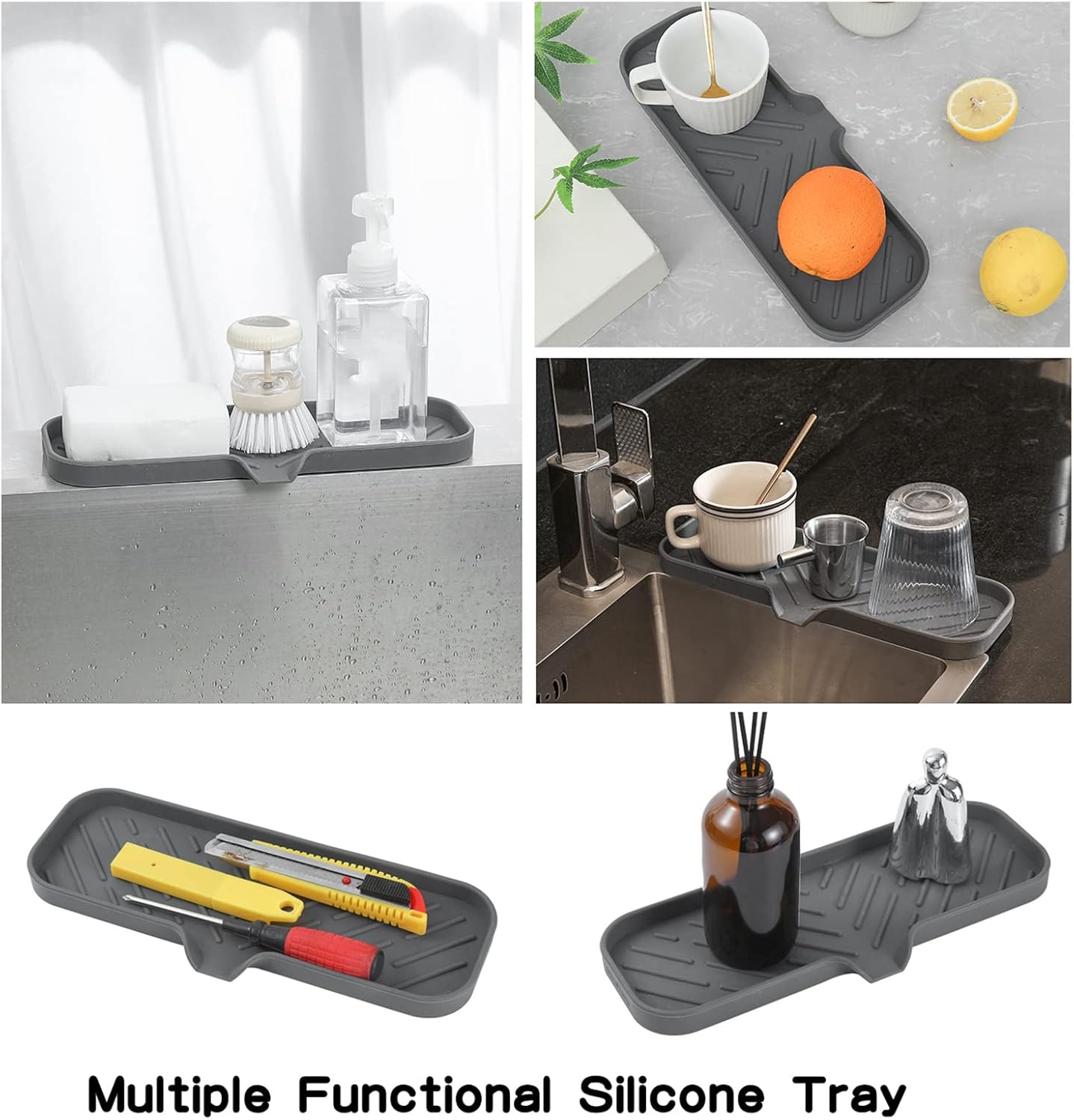 MicoYang Jaboneras de baño de silicona con boquilla de drenaje, organizador de fregadero de baño y cocina, soporte para esponja, bandeja de jabón