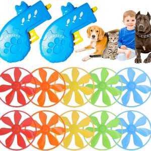 12 piezas de juguetes para gatos voladores, lanzador de platillos para interiores, juguetes de disco para entrenamiento con hélices coloridas 12 piezas de juguetes para gatos voladores, lanzador de platillos para interiores, juguetes de disco para entrenamiento con hélices coloridas