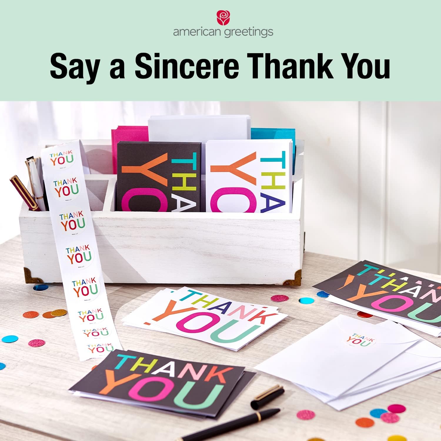 American Greetings Tarjetas de agradecimiento con sobres, estilo Kraft marrón (50 unidades)