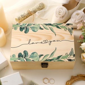 Huwena Love You and Mr Mrs Memory – Caja de madera grande de eucalipto para aniversario, 9 x 6 x 3.2 pulgadas, caja de recuerdo para boda, día de Huwena Love You and Mr Mrs Memory – Caja de madera grande de eucalipto para aniversario, 9 x 6 x 3.2 pulgadas, caja de recuerdo para boda, día de