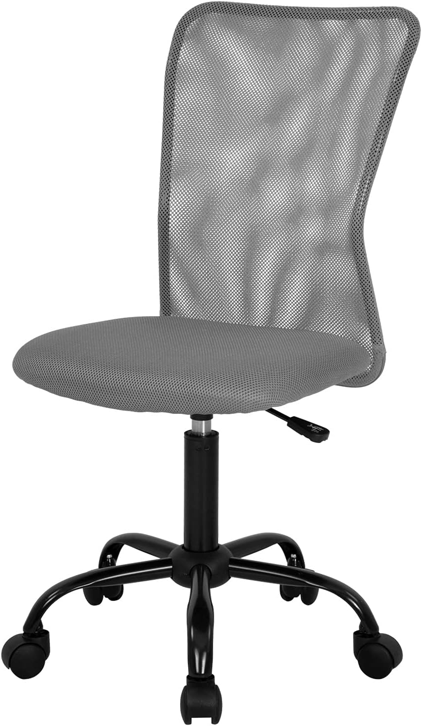 Silla de oficina en casa, silla de escritorio de malla con respaldo medio, silla de computadora sin brazos, silla giratoria ergonómica, soporte de