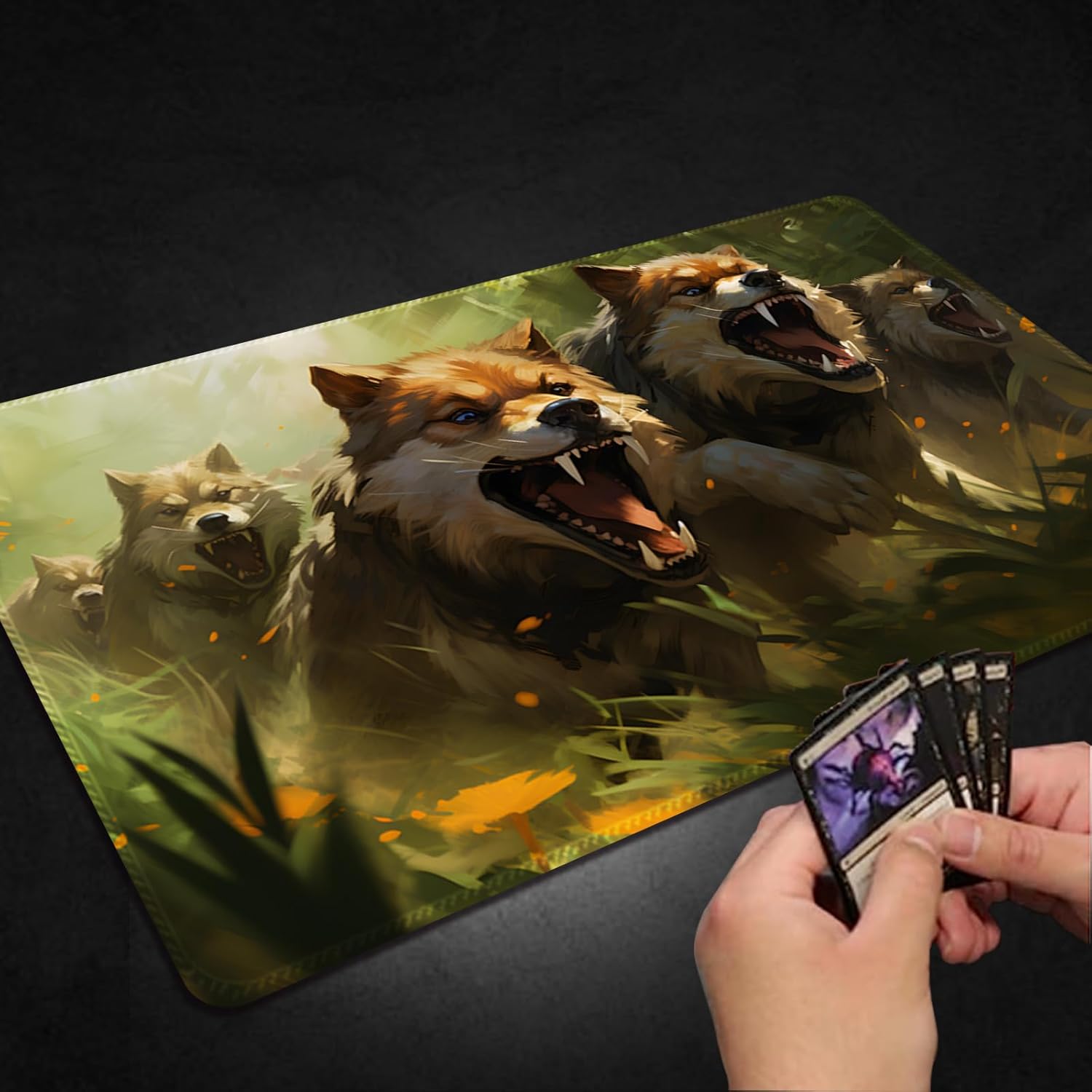 Tapete de juego para MTG, con bolsas de almacenamiento gratis, tapete de juego de 24 x 14 pulgadas, TCG y tapete de juego de mesa para tarjetas,