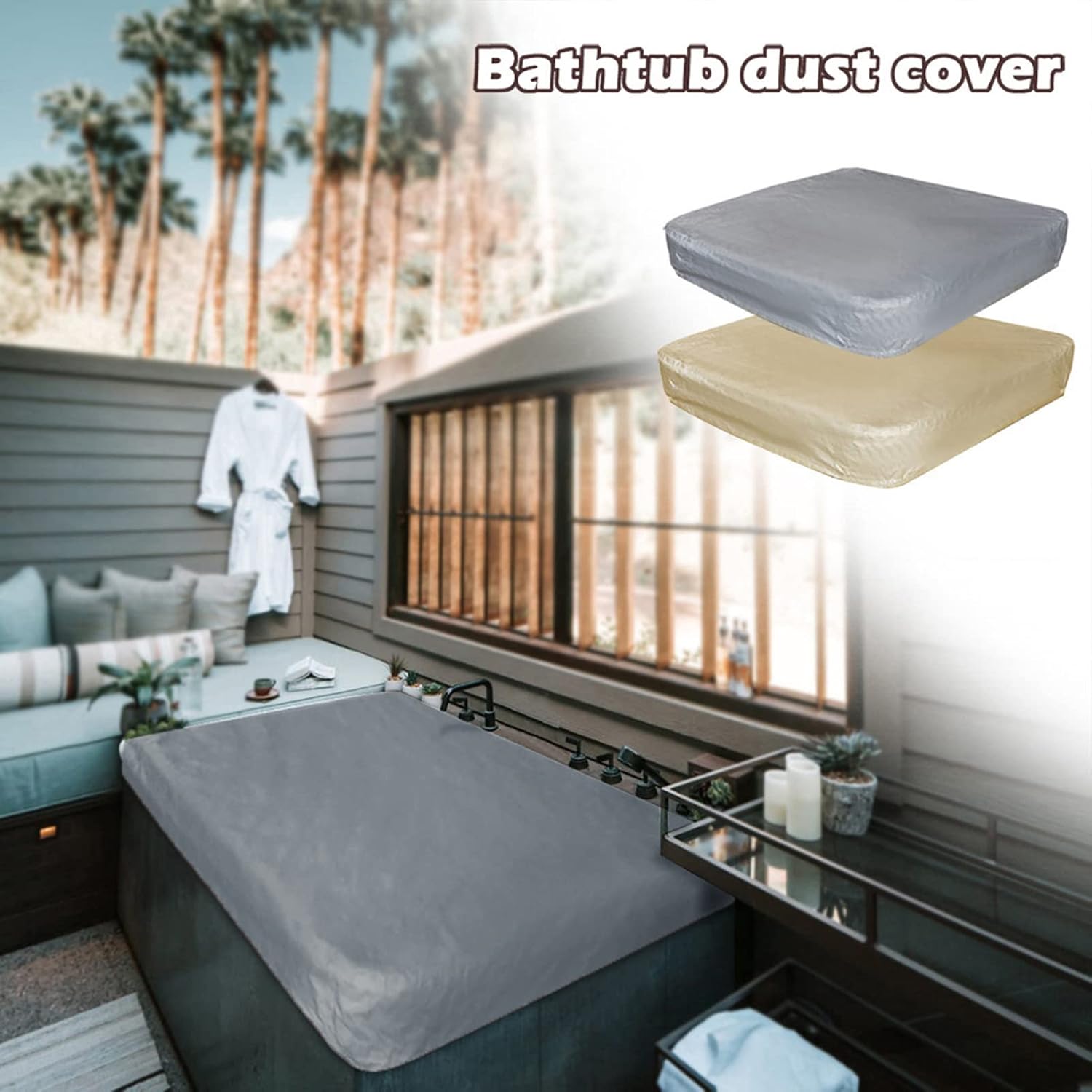 Cubierta cuadrada para bañera de hidromasaje, resistente al agua, 210D Oxford resistente a los rayos UV, protección a prueba de clima, para jardín,