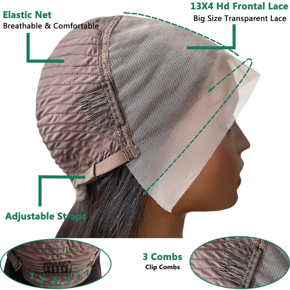 Douyin Peluca de cabello humano Bob de 13 x 4 pulgadas, pelucas de encaje frontal transparente HD, pelucas de encaje frontal de cabello humano corto
