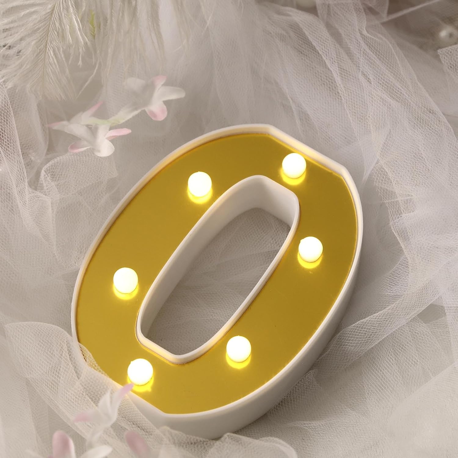 Efavormart – Letras de marquesina dorada 3D de 6 pulgadas, 5 letras LED iluminadas, color blanco cálido, 0