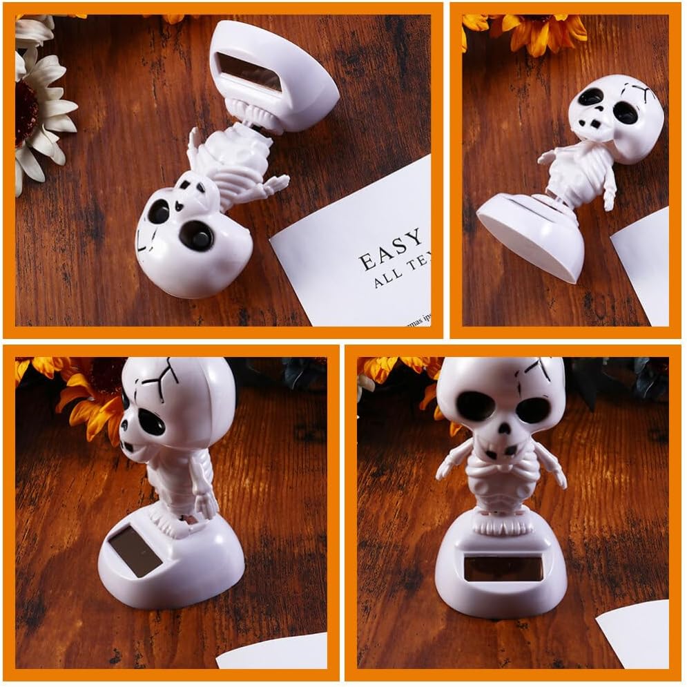 COHEALI 2 piezas de esqueleto solar Bobble Head Halloween bailando figura solar bailando muñeca bailando figuras solares de fantasmas bailarines