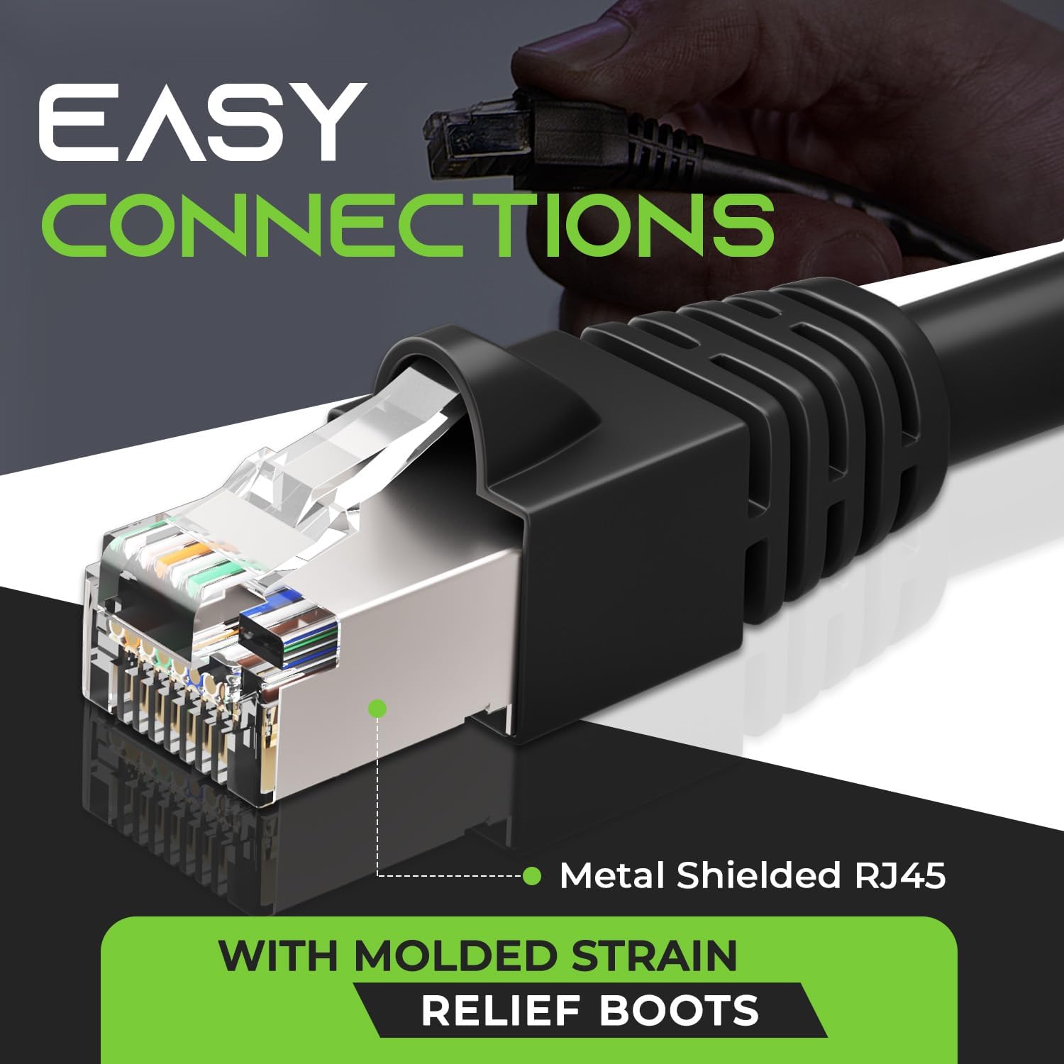GearIT Cable Ethernet Cat6 para exteriores (150 pies), cobre puro 23 AWG, FTP, LLDPE, impermeable, entierro directo, en tierra, resistente a los