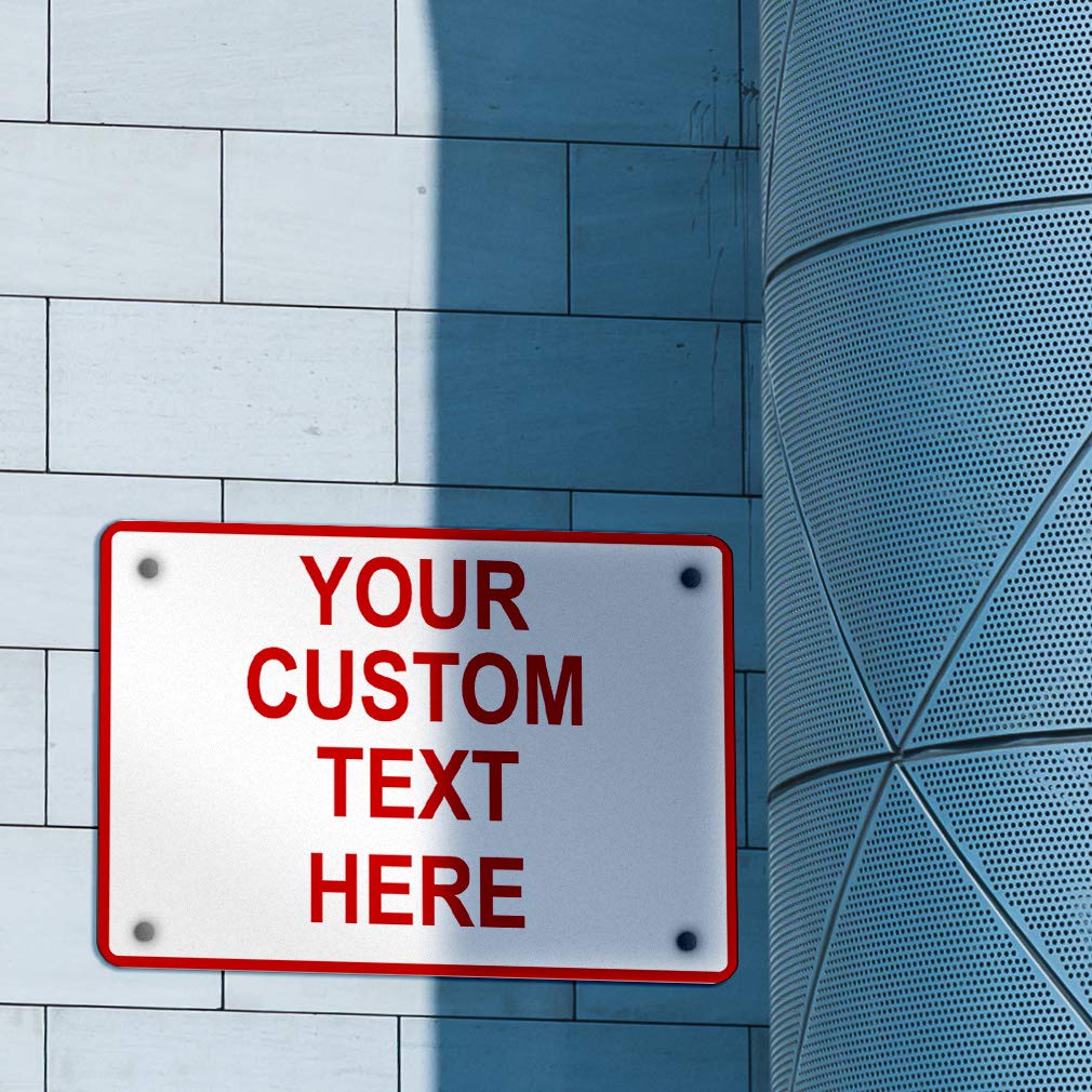 Cartel metálico de aluminio resistente a la intemperie de varios tamaños, señales de tráfico horizontales, texto personalizable en inglés, blanco y