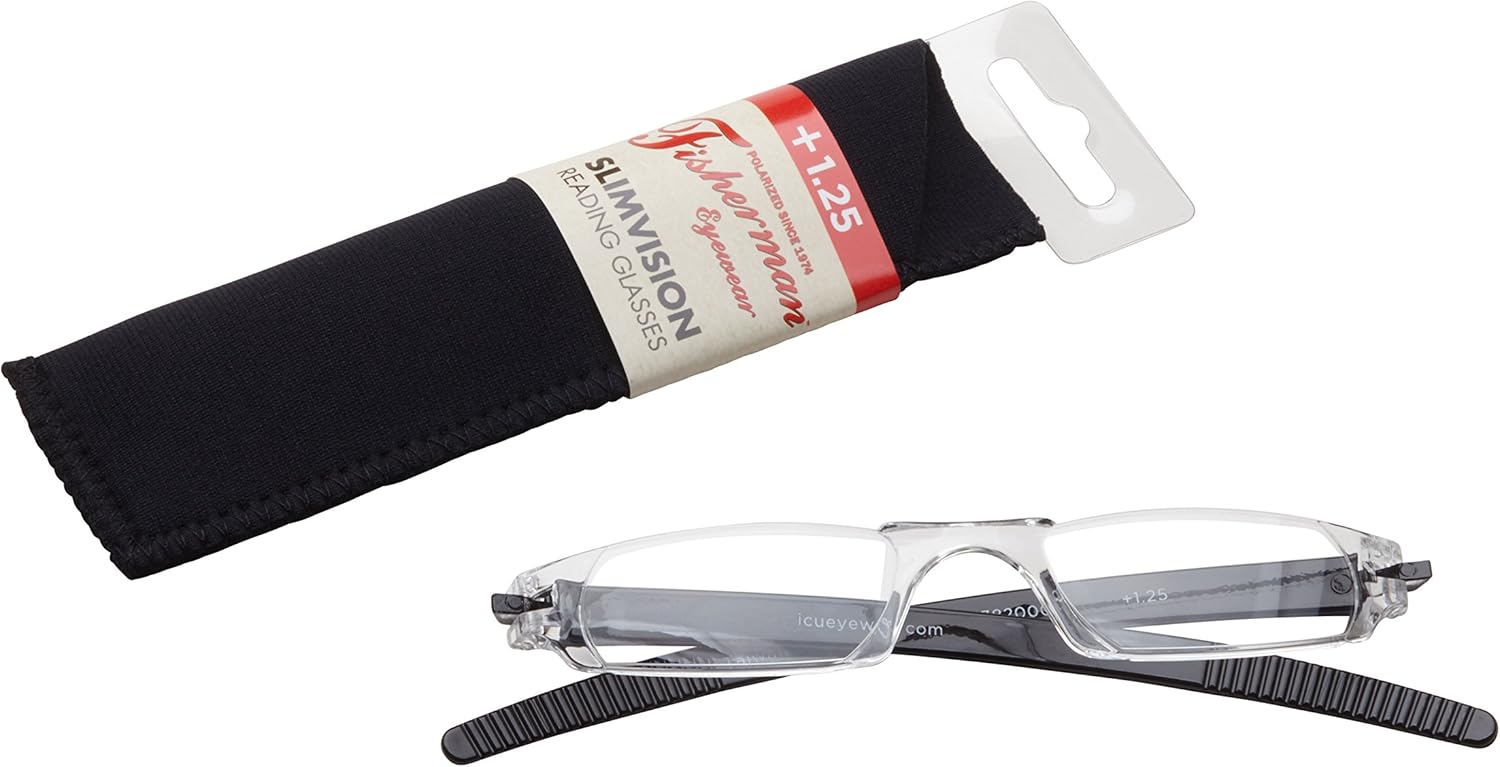 Fisherman Eyewear Slim Vision – Gafas de lectura sin llanta, color negro brillante