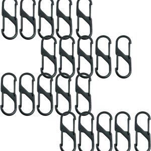 Juego de 20 clips de mosquetón, pequeño gancho de aleación para llaveros, camping, pesca, senderismo, mosquetón antirrobo de doble puerta S – Juego de 20 clips de mosquetón, pequeño gancho de aleación para llaveros, camping, pesca, senderismo, mosquetón antirrobo de doble puerta S –