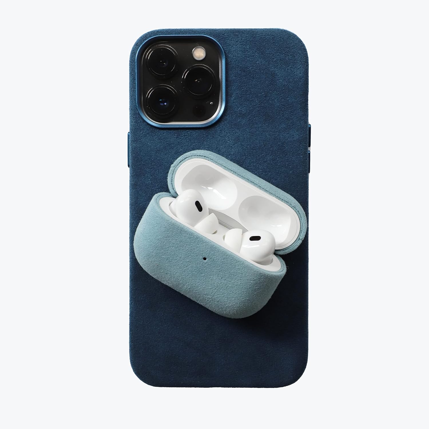 ALMA Funda Alcantara para AirPods Pro, AirPods Pro 2 generación (Gen 1, azul marino)